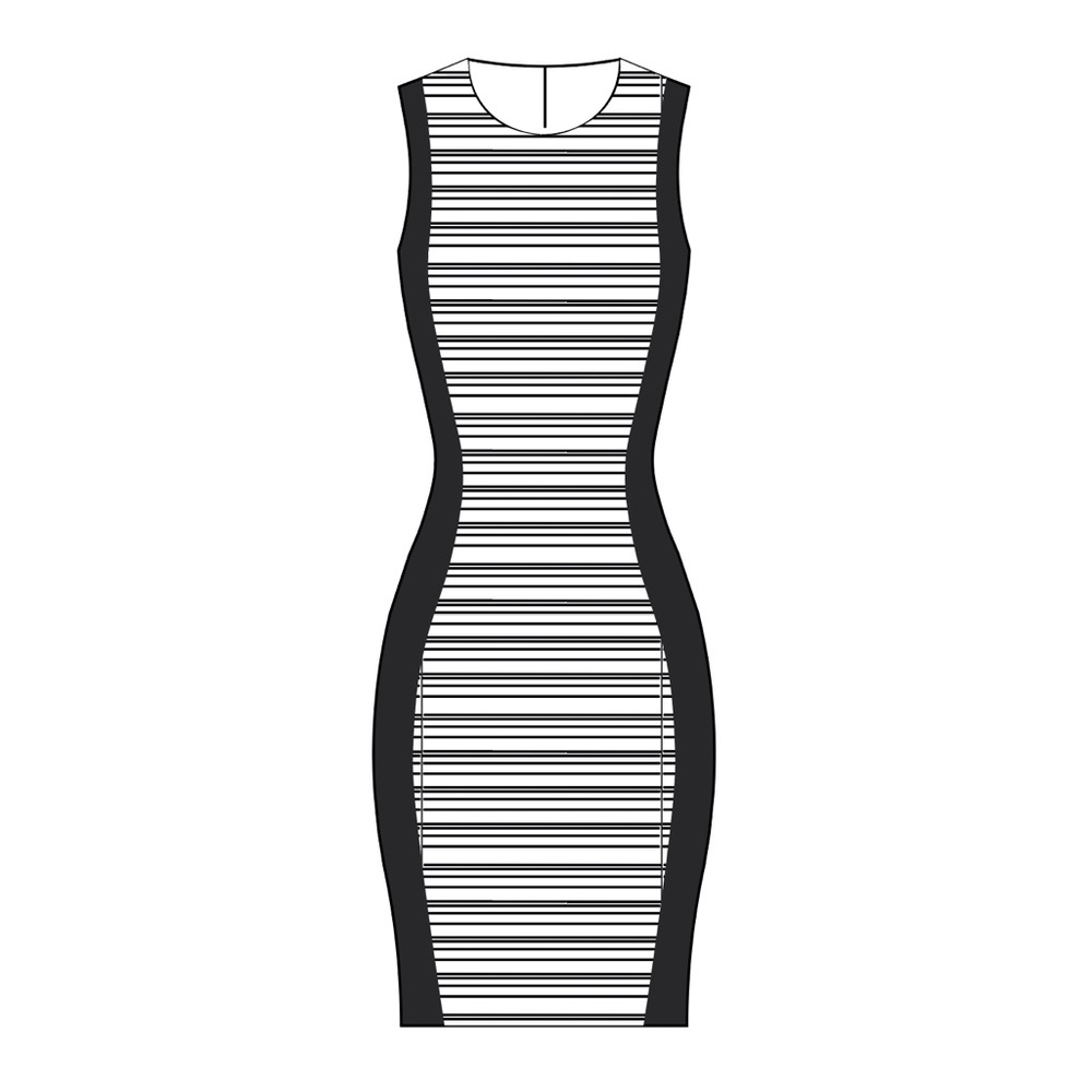 Zip up bodycon dress with flattering color block